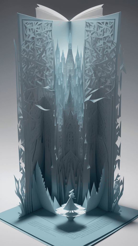 AI generated: "Beyond the Pages" - Craft a mesmerizing open book 3D paper cut art that defies the boundaries of im...