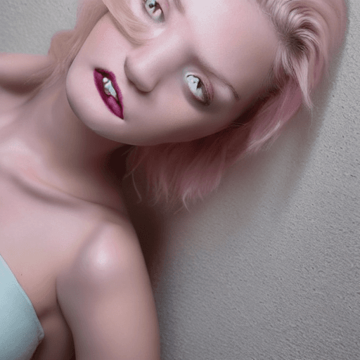 AI generated: instagram photo, photo of 21 years old Charlotte, naked, cleavage, dirty pastel pink hair, fair pale...
