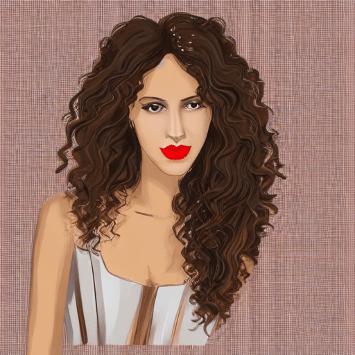 AI generated: Generate an paint of a woman with long, curly brown hair, olive skin tone, brown eyes, and red lips....
