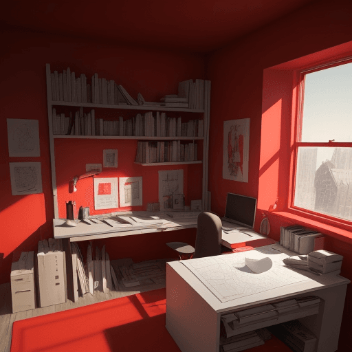 AI generated: Hyper realistic architectural student room that can project his dreams, his tiredness, the time he s...