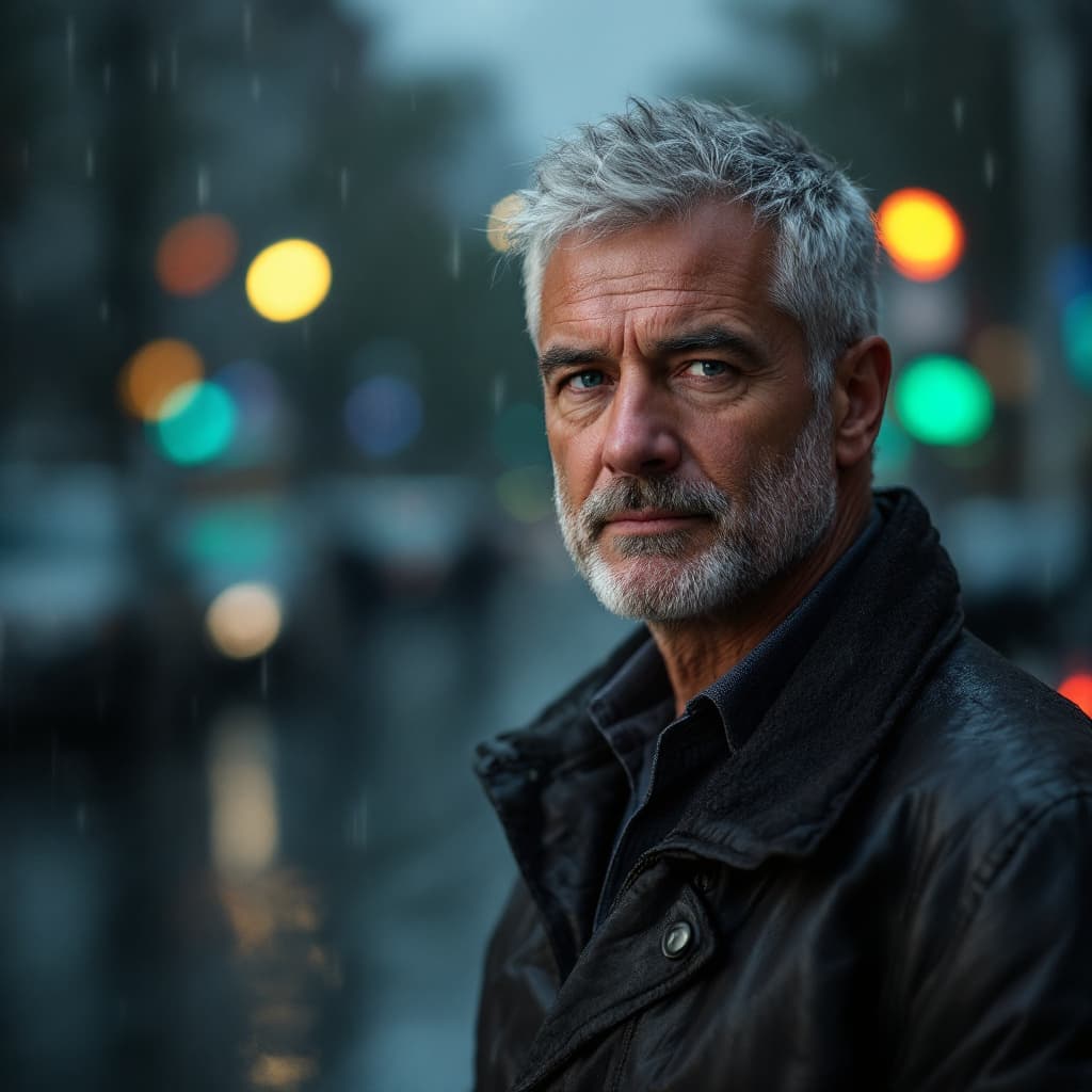 AI generated: Could you create an image of an IT professional with gray hair and male pattern baldness standing in...