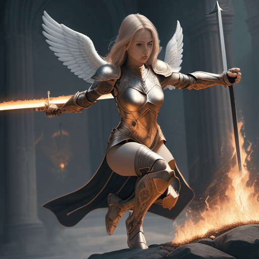 AI generated: female angel levitating above the ground, intricate artwork, full body image, detailed face , detail...