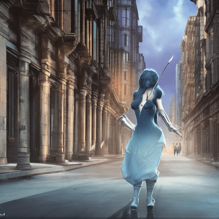 AI generated: masterpiece, best quality, mid shot, front view, concept art, 1girl, warrior outfit, pretty, medium ...