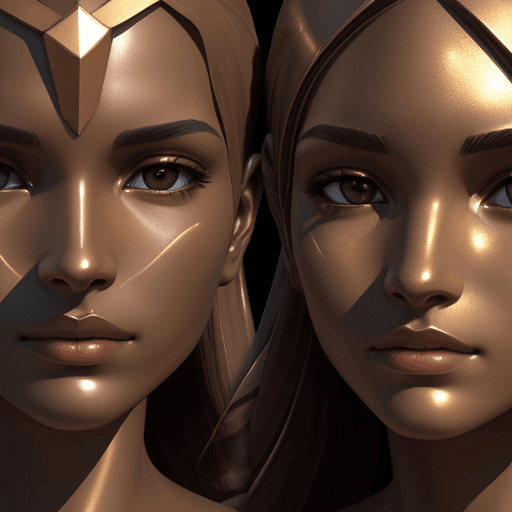 AI generated: light bronze and bronze, serene faces, sharp edges, high definition, contrast shading, realism