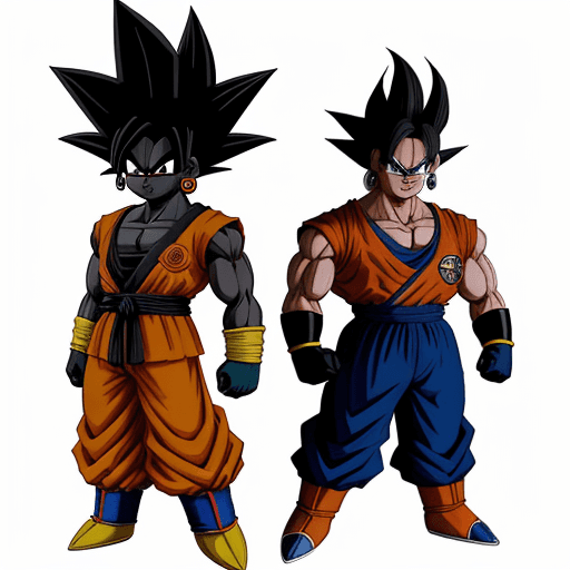 AI generated: Mr. Popo standing behind Goku with his arms creepy placed upon Gokus shoulder in Japanese dragon bal...