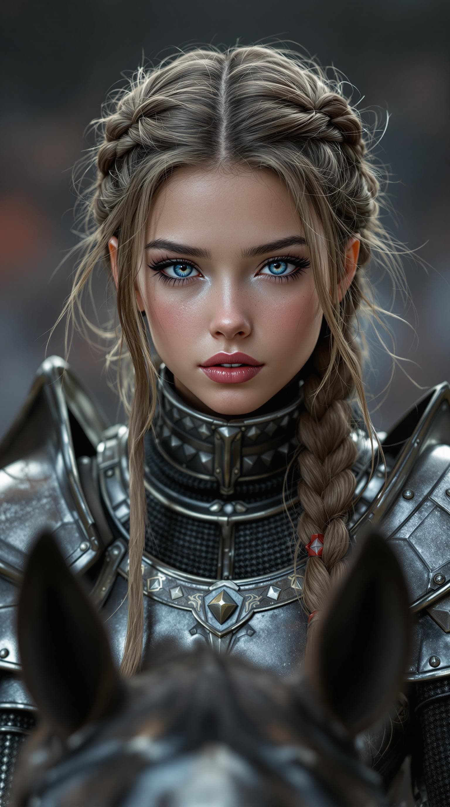 AI generated: a professional of the most beautiful 7th grade girl in the world, as a knight, in a highly detailed,...