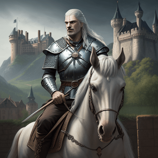 AI generated: medieval king on horse portrait, castle in background, fantasy art style, 4k fantasy art, fanart bes...