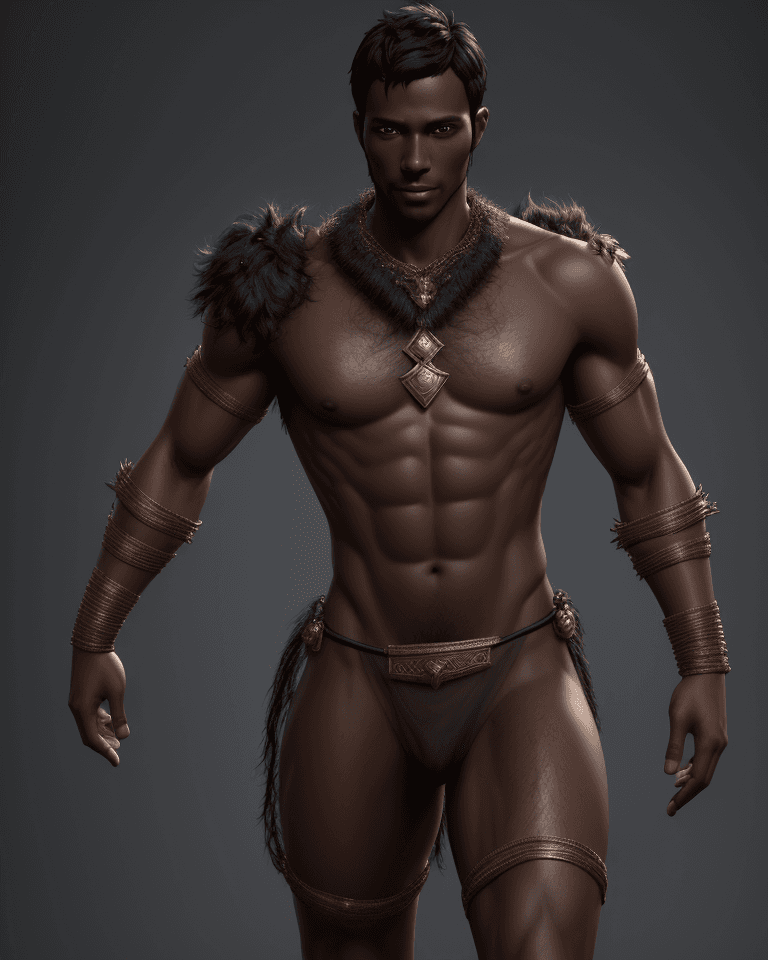 AI generated: Very handsome man, black complexion, black short hair, thirty years old, He wears a tiny transparent...