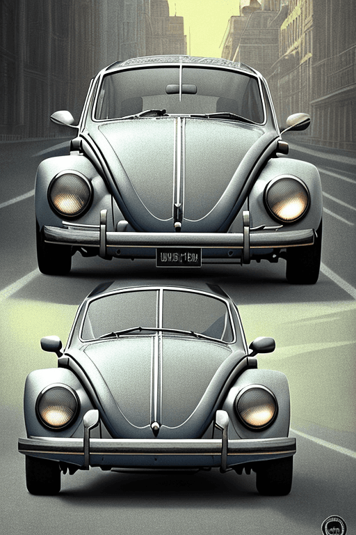 AI generated: mdjrny-v4 style highly detailed retro  VW beetle front view | on palm beach street | in the sixties ...