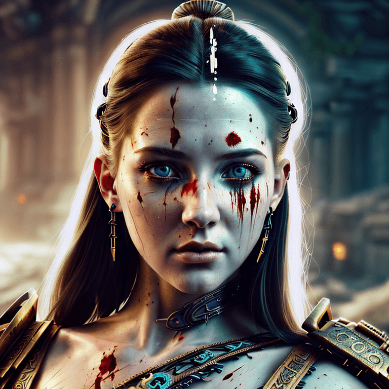 AI generated: portrait of a A stunning beautiful ethereal white female warrior steampunk, very detailed, rendered ...