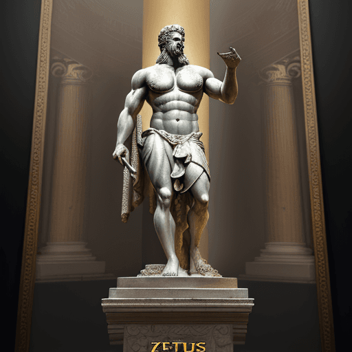 AI generated: Oil painting of Statue of Zeus at Olympia, 32k, Super-Resolution, Megapixel, insanely detailed and i...