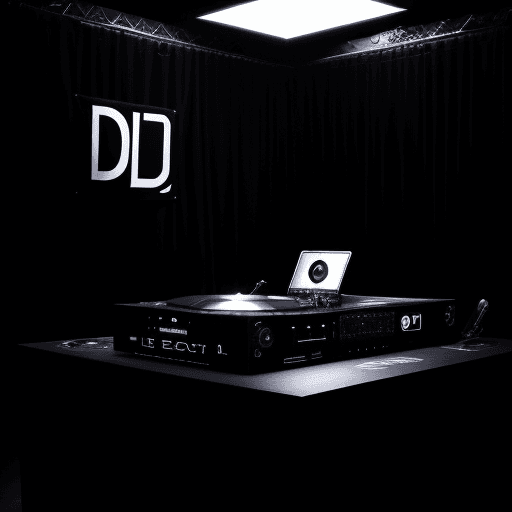 AI generated: dj booth . black. stealth