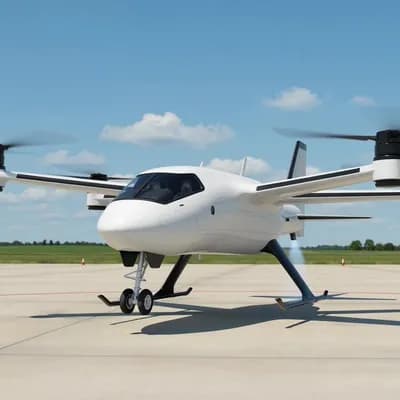 AI generated video: all propellers spinning as the evtol takes off vertically 