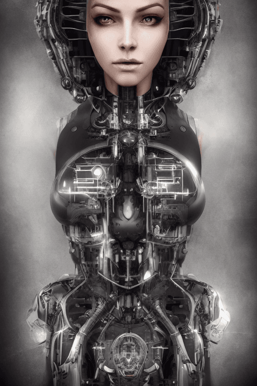AI generated: full body cyborg| full-length portrait| detailed face| symmetric| steampunk| cyberpunk| cyborg| intr...
