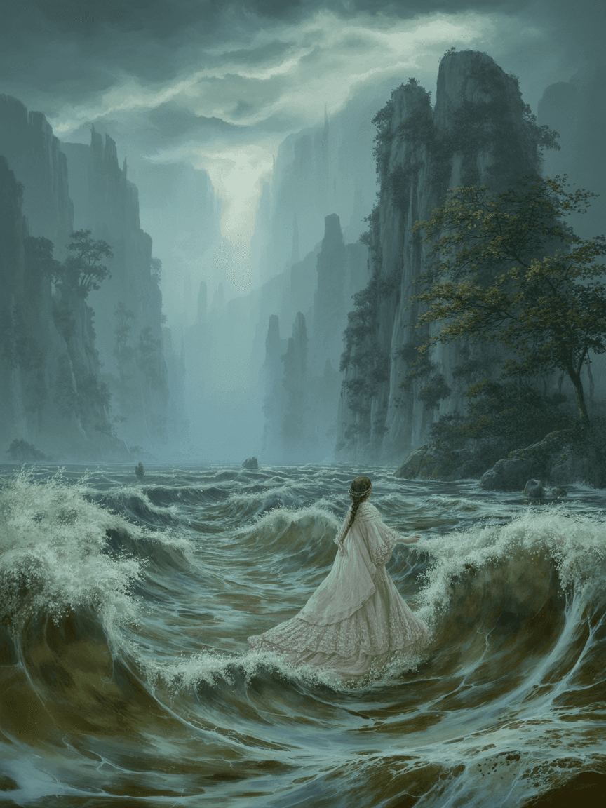 AI generated: she crossed the misty sea With me in her white arms a hundred years Before this day; for now the fal...