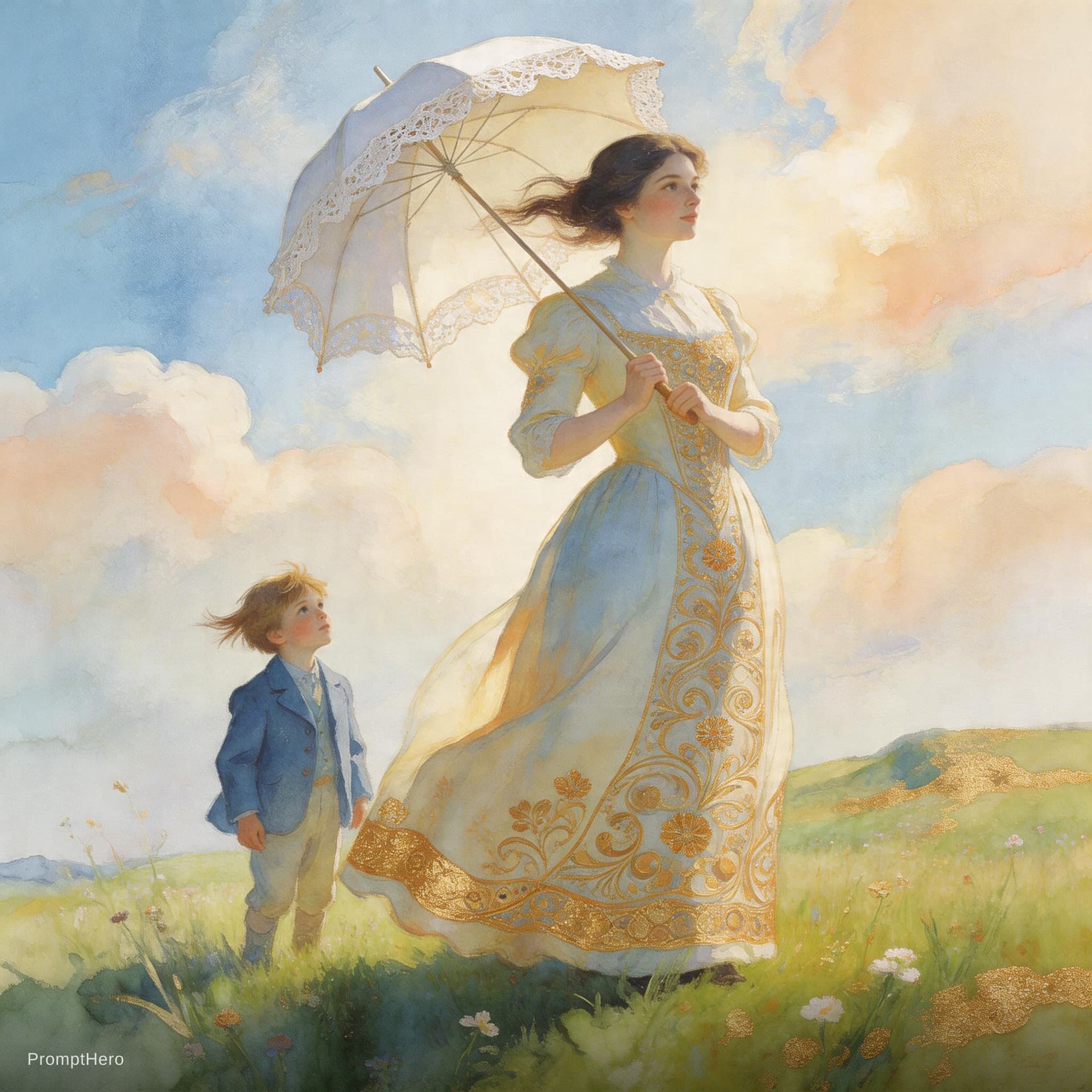 AI generated: :  (Masterpiece), ((  Claude Monet: Woman with a parasol - Madame Monet and her son )), Inspired by ...
