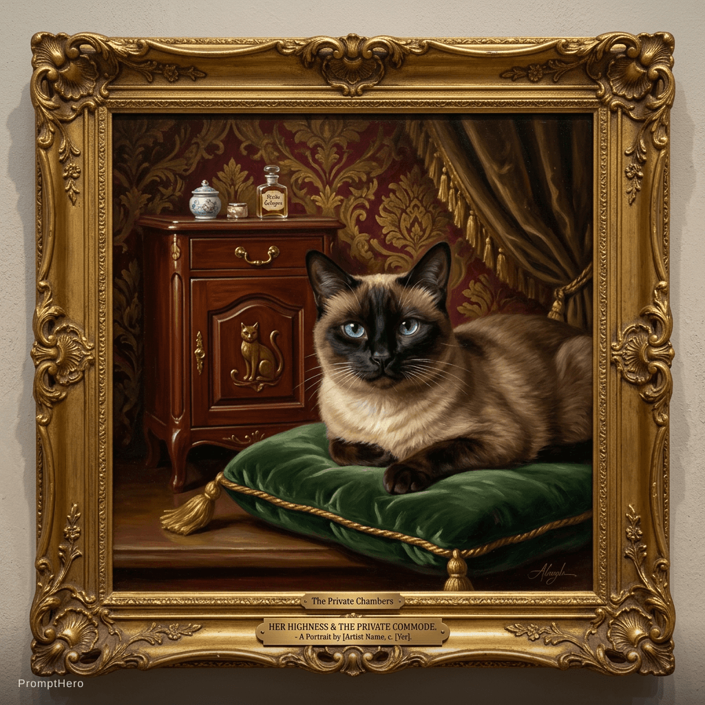 AI generated: This cat has a bathroom where it relieves itself