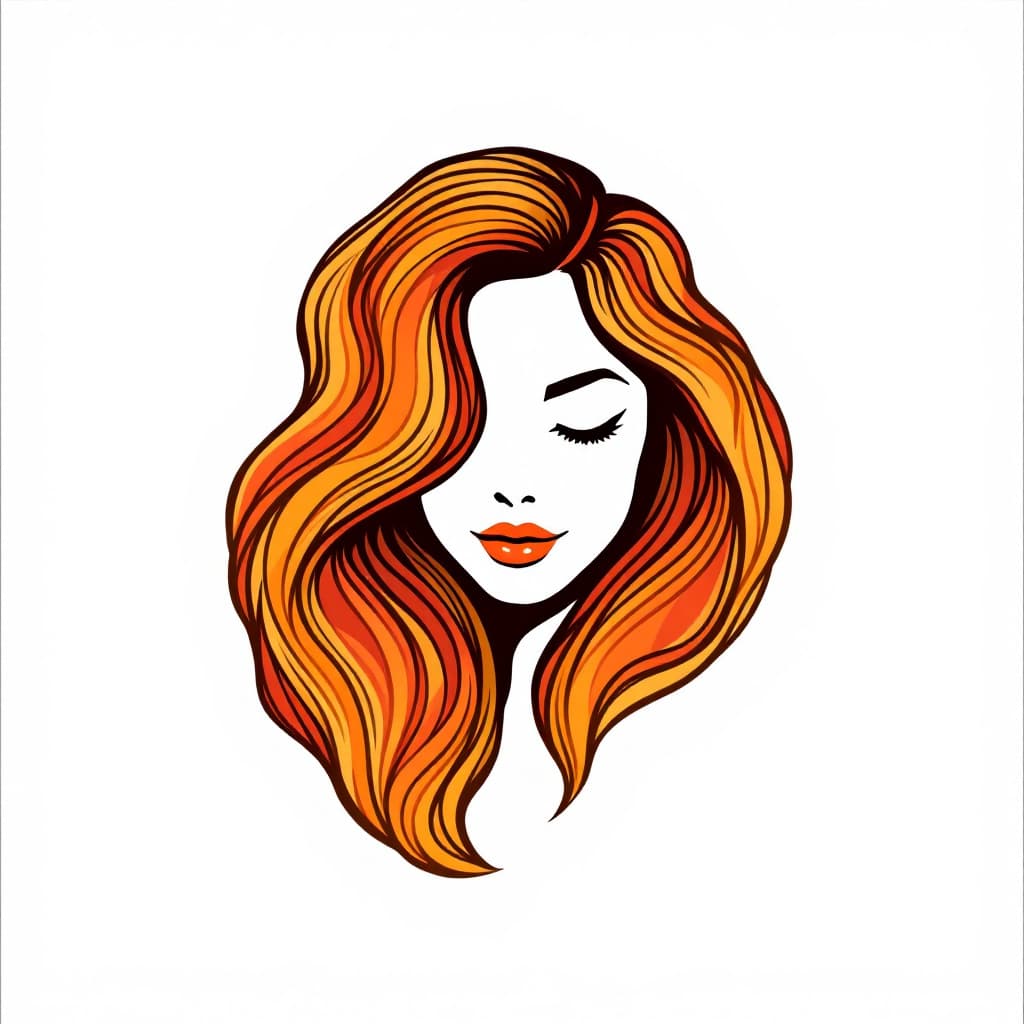 AI generated: Create a logo design minimalism featuring a stylized woman's face with hair 
Wavy hairmade of interc...
