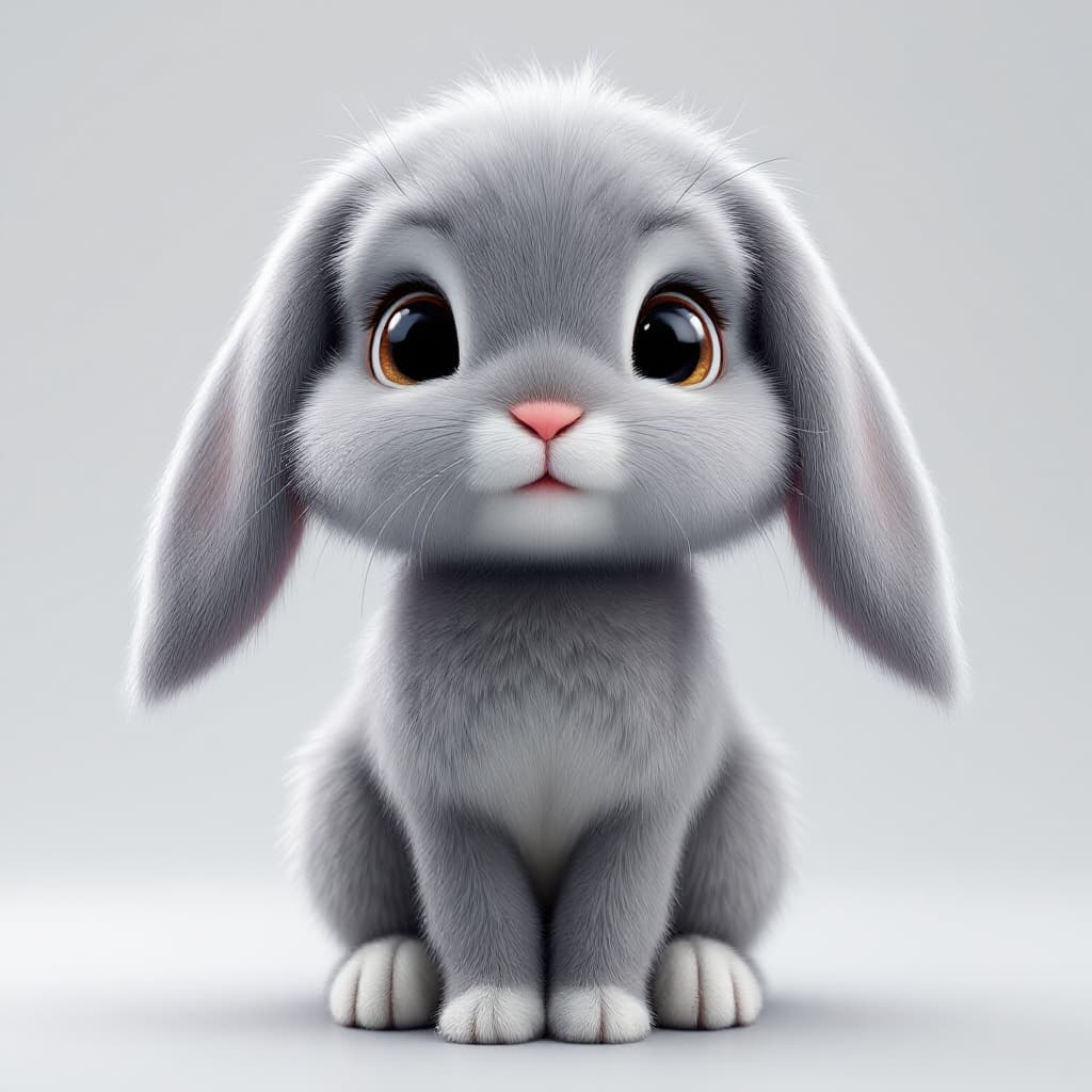 AI generated: Creat a grey cute mini lop rabbit in pixar style 3d --stylize 50 --v 6. 1