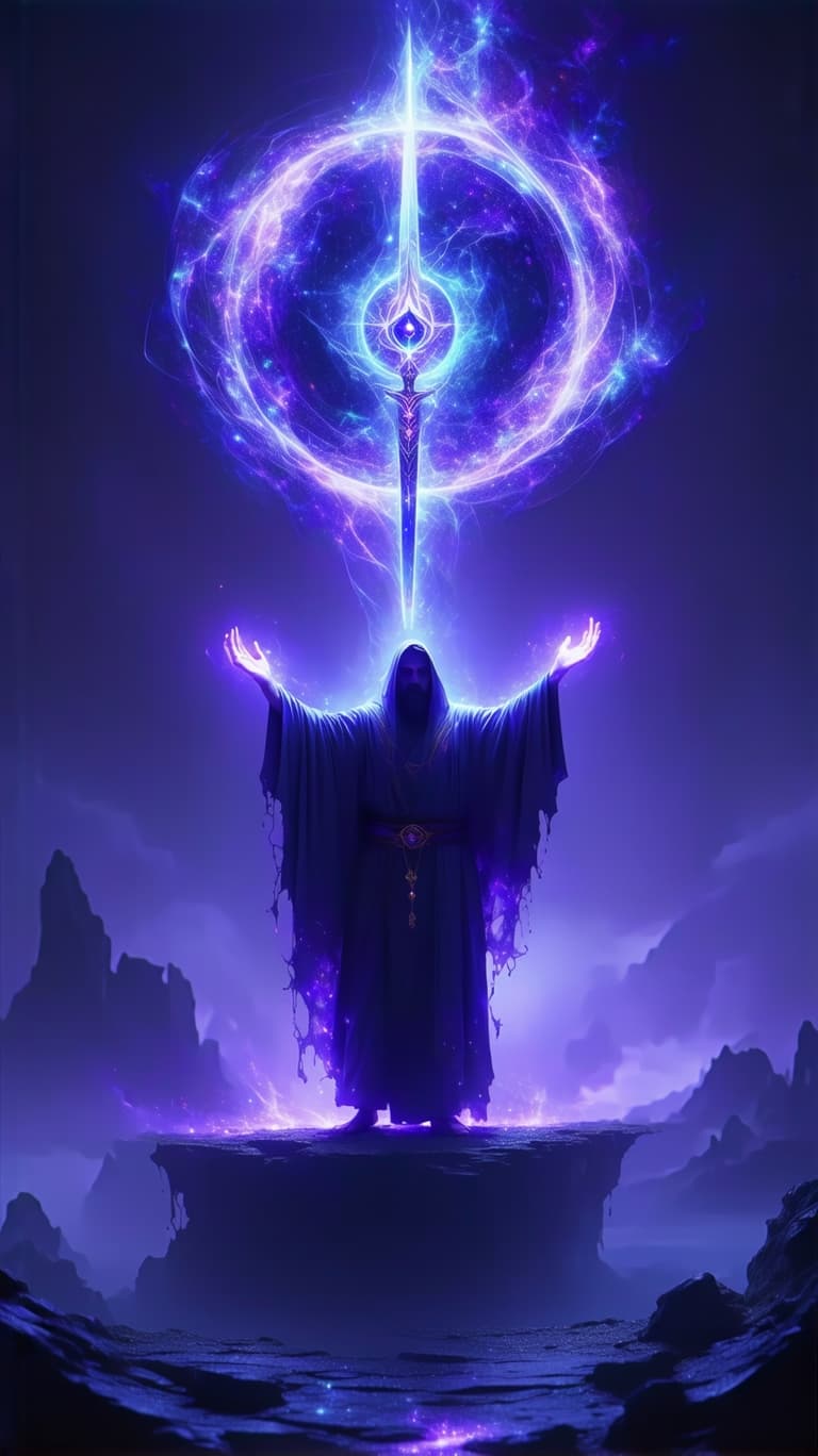AI generated: 

⸻

1. The Magician – The Cosmic Alchemist

A mystical figure levitates above a floating obsidian a...