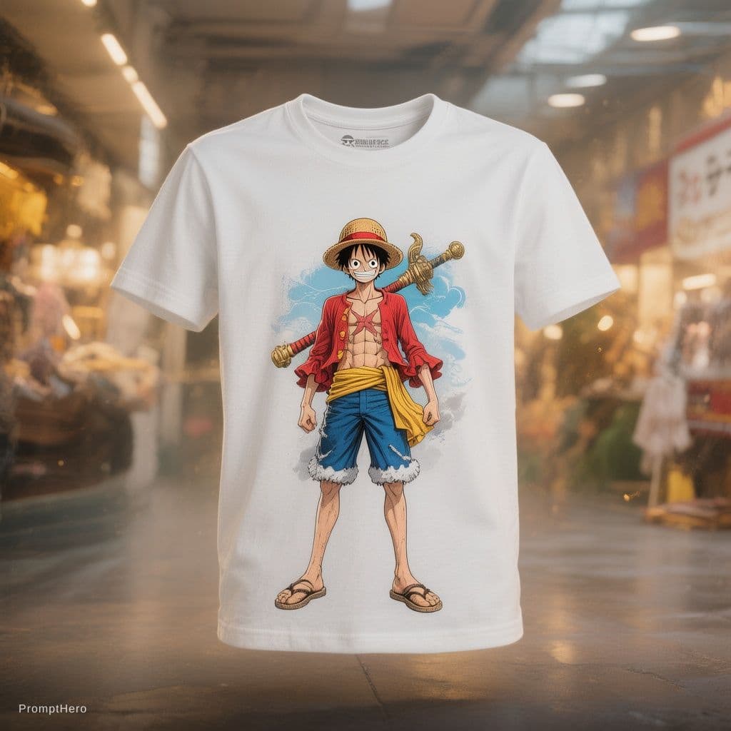AI generated: Stampa de camisa do One Piece em A3 criado com Leonardo.AI