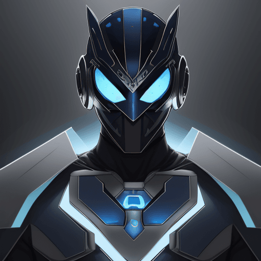 AI generated: He wears a high-tech costume in blue and silver tones with a large letter "A" on his chest. His mask...