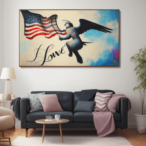 AI generated: A beautiful painting for my living room which depicts my love for freedom