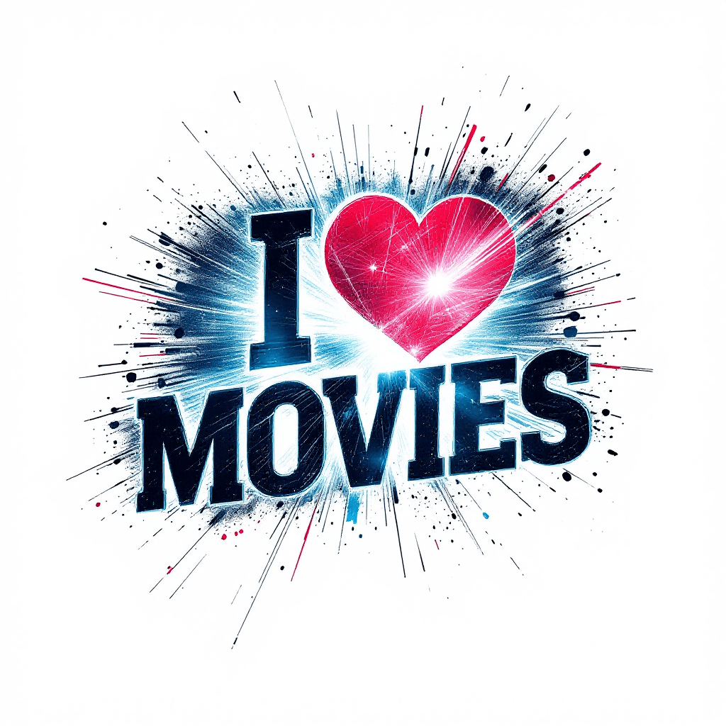AI generated: Create a bold, cinematic graphic with the phrase "I LOVE MOVIES" that conveys the energy and excitem...
