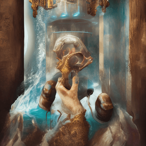 AI generated: The Realm of Liquid Dreams – A captivating scene showcasing a fantastical water texture and a brown ...