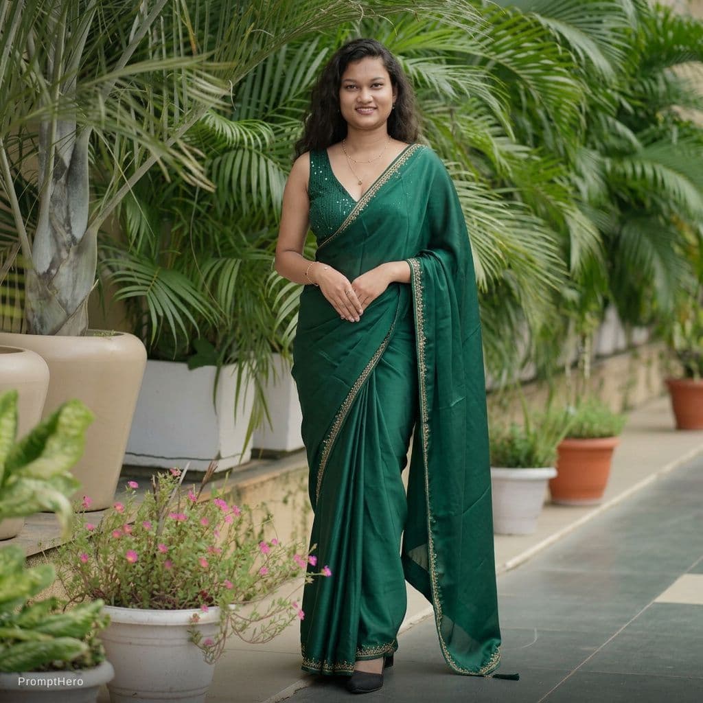 AI generated: Sexy in saree cleavage visible 