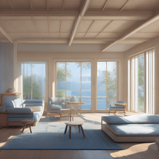 AI generated: High resolution photography interior design, dreamy sunken living room conversation pit, wooden floo...