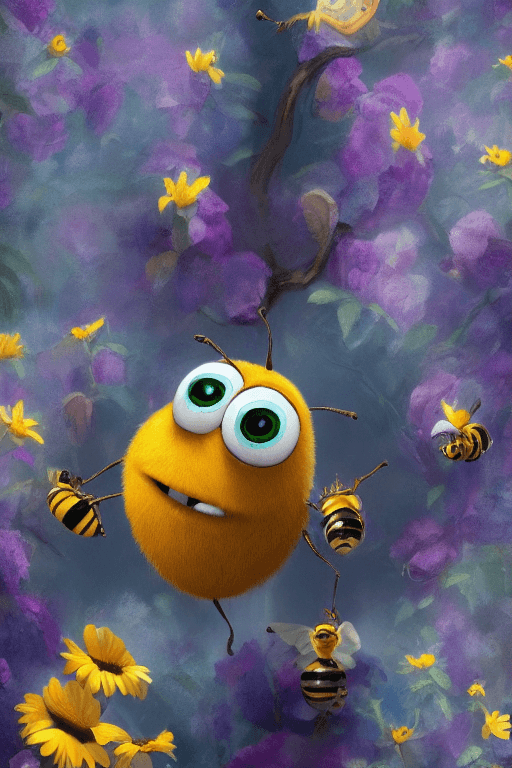AI generated: Masterpiece, best quality, (just one cute bee:1.2), big eyes, (pixar character:1.2), smile, incredib...