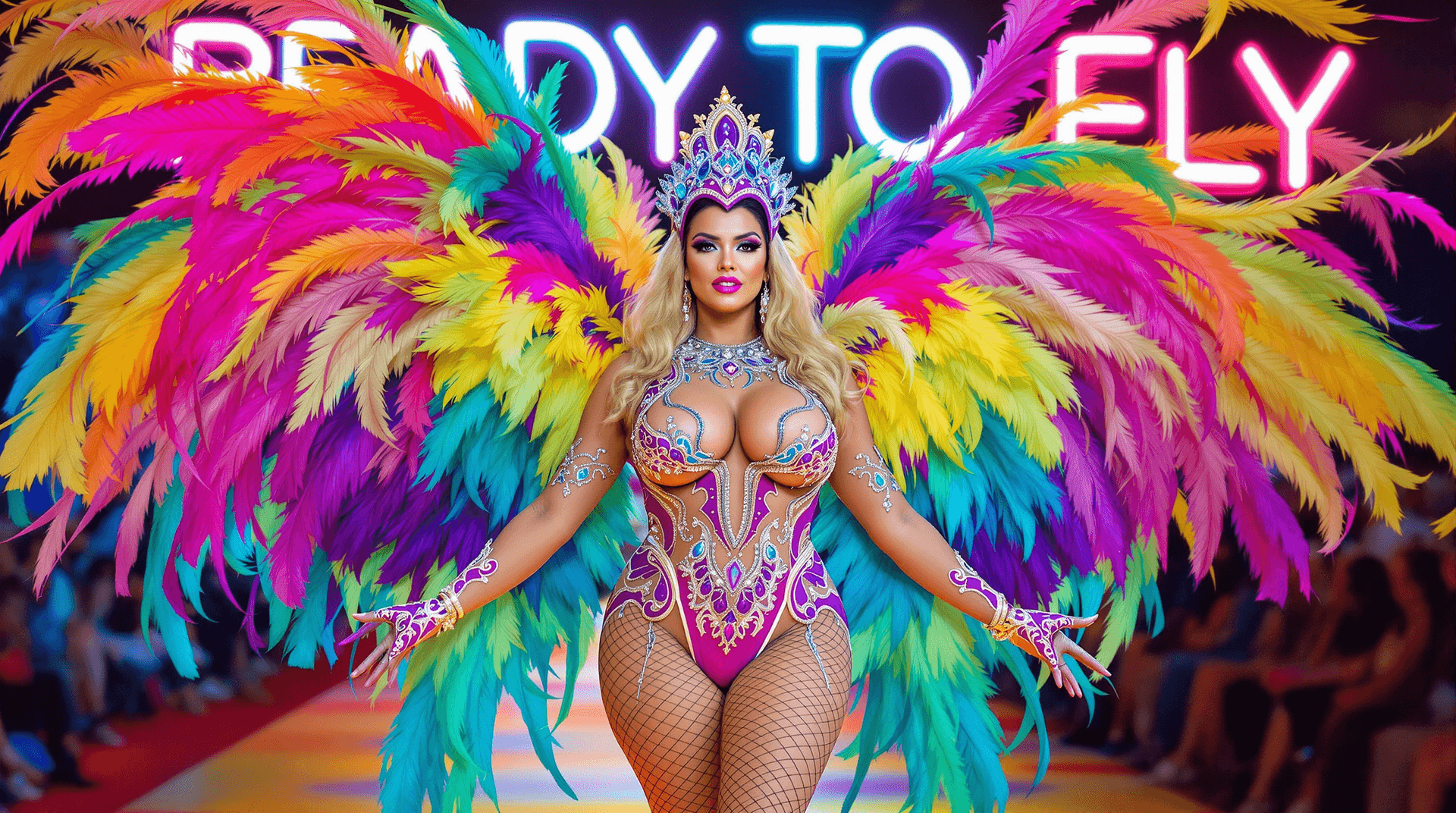 AI generated: A Stunning woman, Curvy of Blonde American descent, and in her 20s to 30s, is centered in the image....