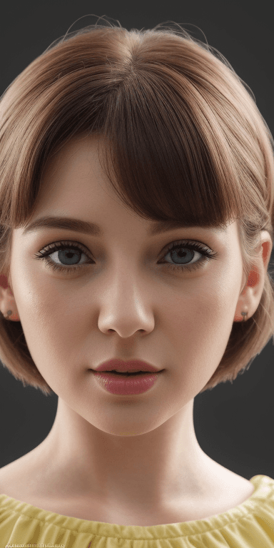 AI generated: Beautiful Irish woman, pop idol, (Cute Loose Bob hairstyle) , (wearing light yellow dress:1.4) , sym...