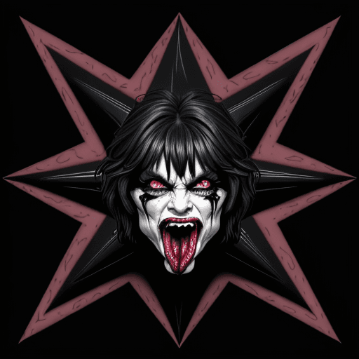 AI generated: Generate an image that captures the essence of the Rolling Stones logo but with a vampiric twist and...