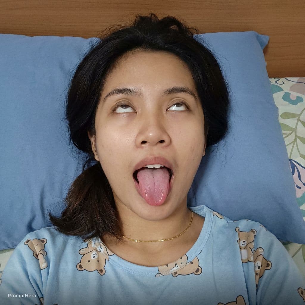 AI generated: Aheago face "A realistik, top-down selfie of a young Southeast Asian woman with medium-length dark h...