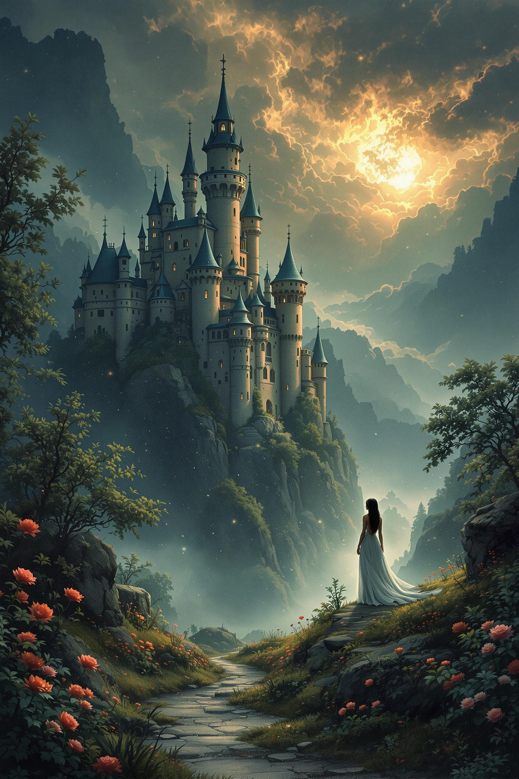 AI generated: monde fantastique, les rêves deviennent réalité, image surréaliste d'une belle imagination fantastiq...