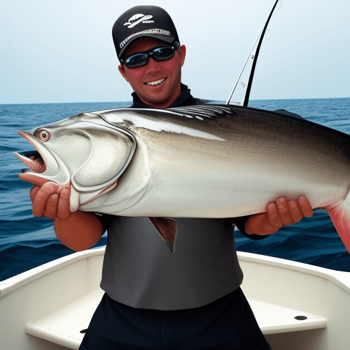 AI generated: a fishing service that is pulling in a huge tuna