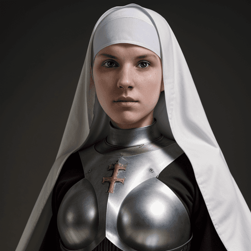 AI generated: Ultra high resolution photography of a medieval, female, Sister of Battle, Warrior Nun