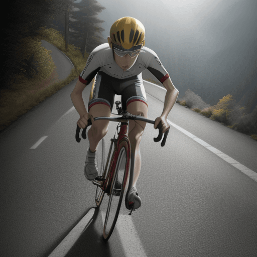AI generated: Onoda, Yowamushi pedal,cycling,using helmet, on mountain roads, city roads, climb, busy crawling, co...