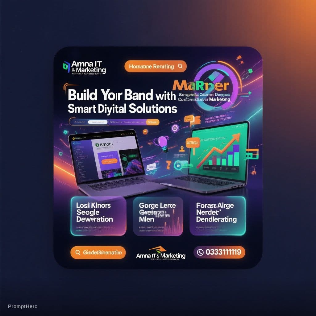 AI generated: Create a premium and modern Facebook post design for a digital marketing brand named “Amna IT & Mark...