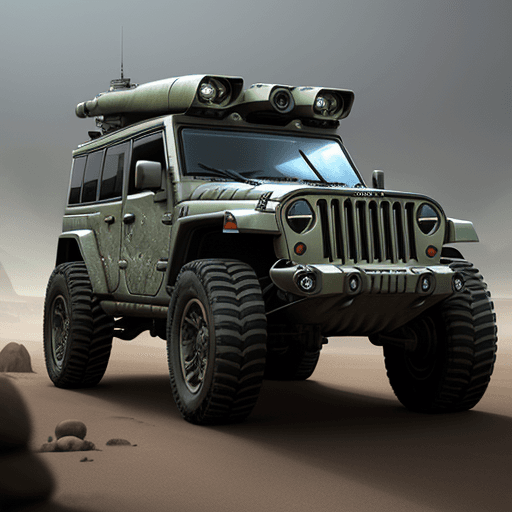 AI generated: a armored scifi Jeep in the style of halo and alternate car one, car concept, car Design, sid mead, ...