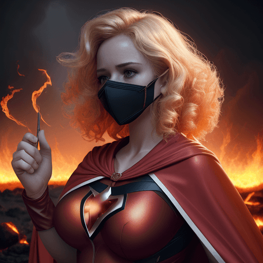 AI generated: 
magmatica Superhero, nurse. woman, surrounded by fire, nursing clothes, blonde curly hair. Whole bo...