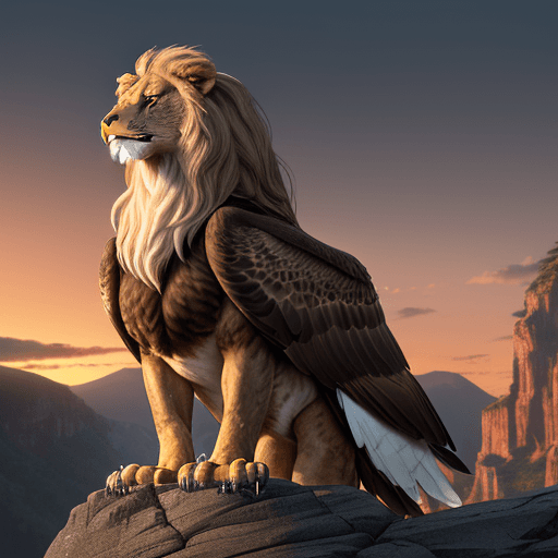 AI generated: A majestic creature with the body of a lion, strong and muscular, with a golden-brown mane that seam...