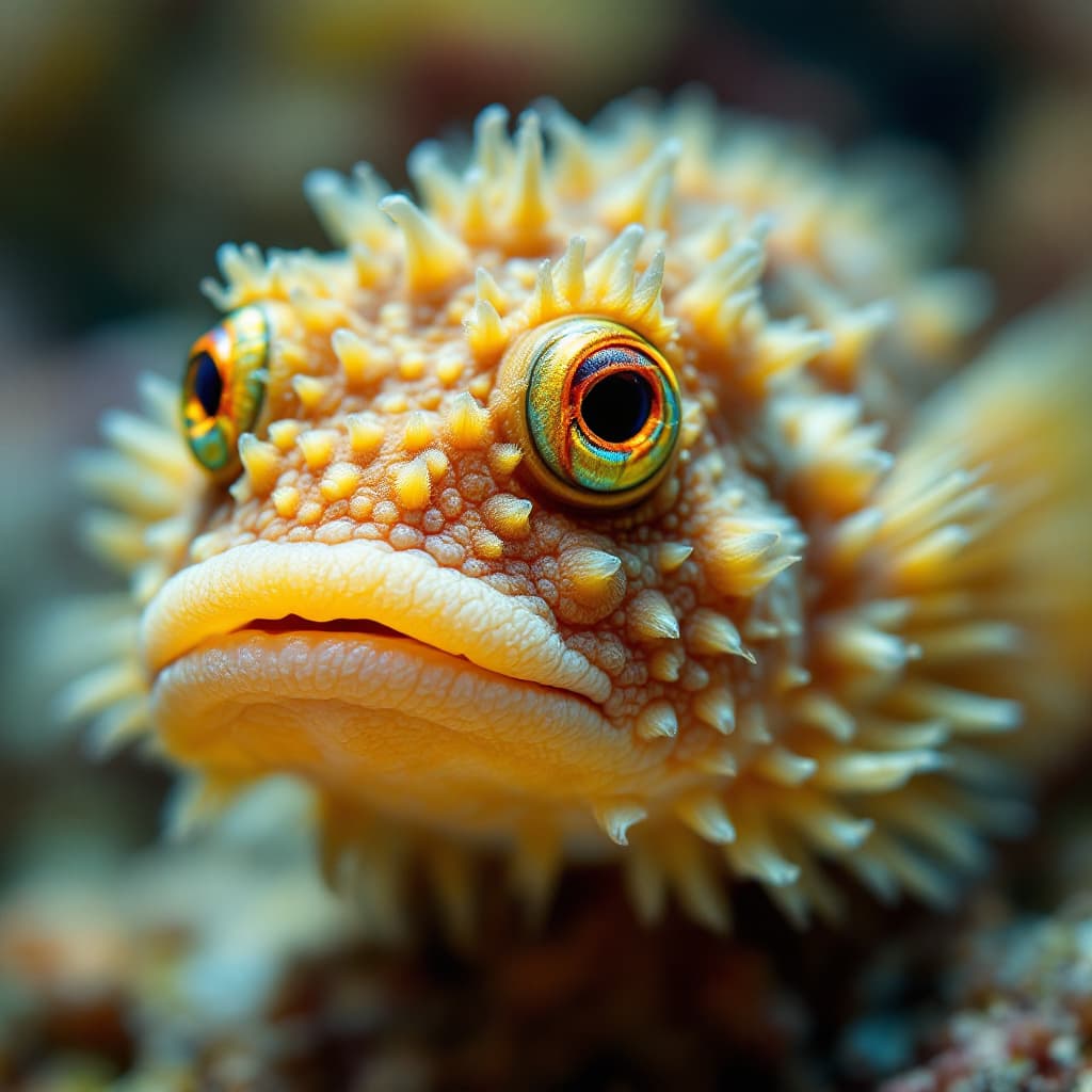 AI generated: Puffer fish, macrophotography, professional photo, detailed, (high quality:1.1)