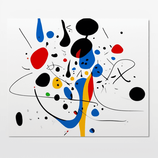 AI generated: Hyper realistic joan miro abstract panoramic size white background