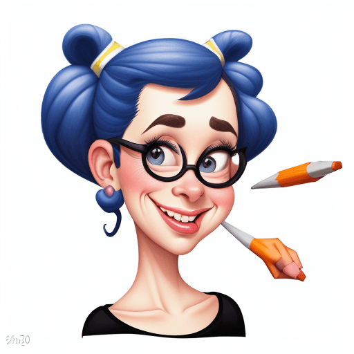 AI generated: Caricatures pencil drawing, cute woman, mid-20's, color pencils, in the style of Pixar, hilariously ...
