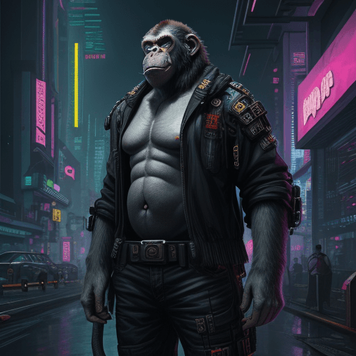 AI generated: Creat a NFT of the Bored Ape in the style of cyberpunk.