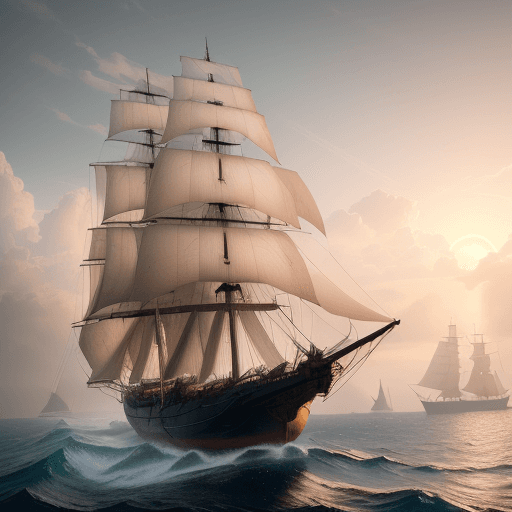 AI generated: Photo of a ultra realistic sailing ship, dramatic light, pale sunrise, cinematic lighting, battered,...