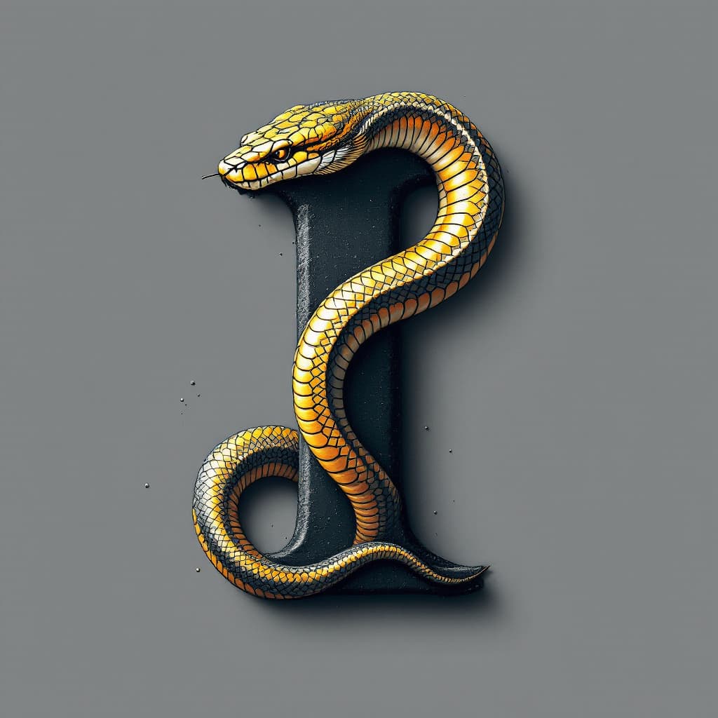 AI generated: Realistic snake in a i letter Shape
